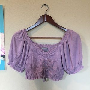 NWOT UO Shay Cinched Puff Sleeve Smocked Crop Top
